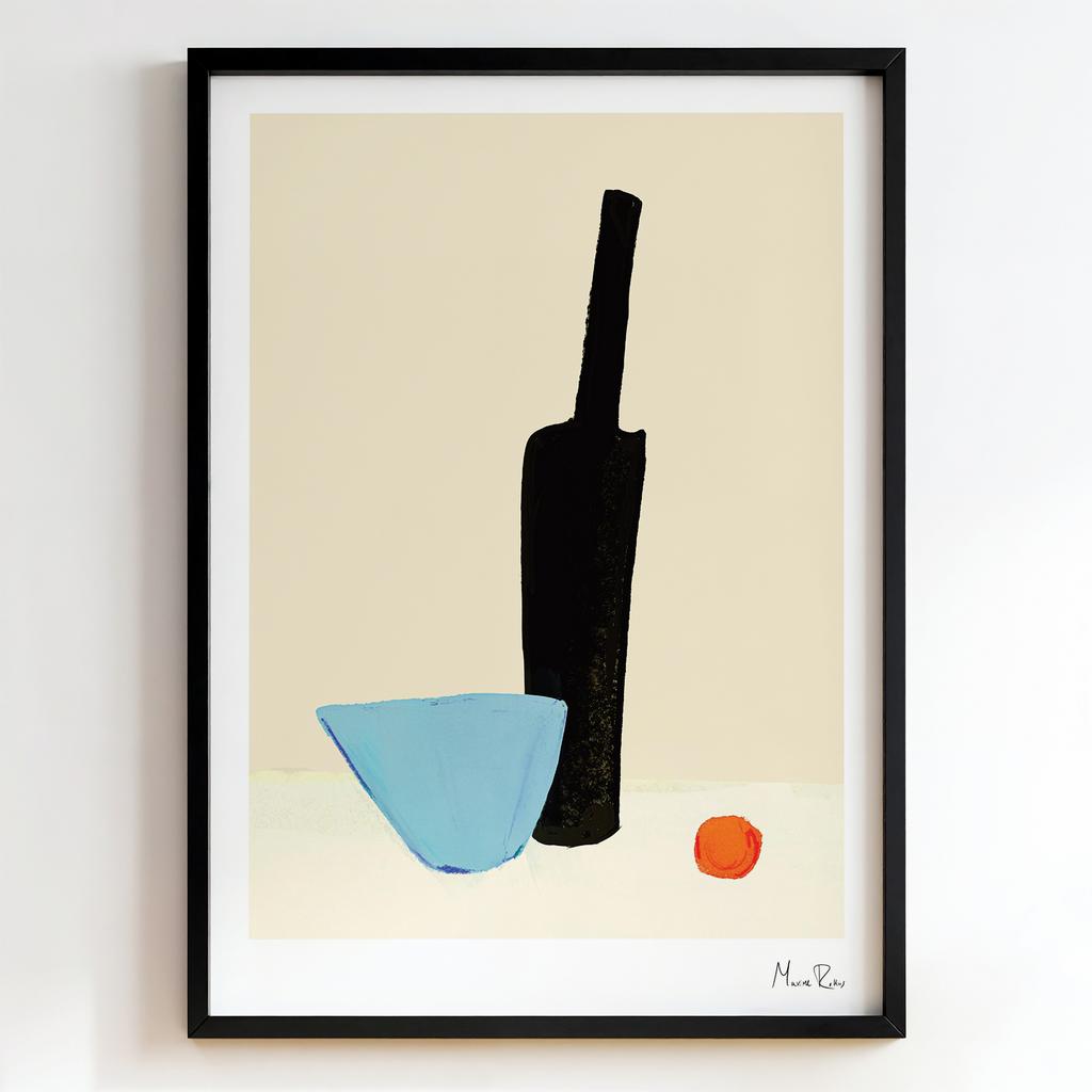 "Blue Bowl and Black Bottle" мінімалістичний натюрморт PS7867