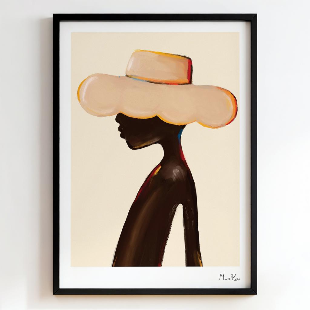 "Elegant Woman in Wide Brim Hat" жіночий силует у капелюсі PS7869
