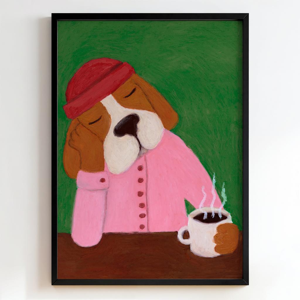 "Morning Coffee Beagle" сонний бігль із кавою PS7881