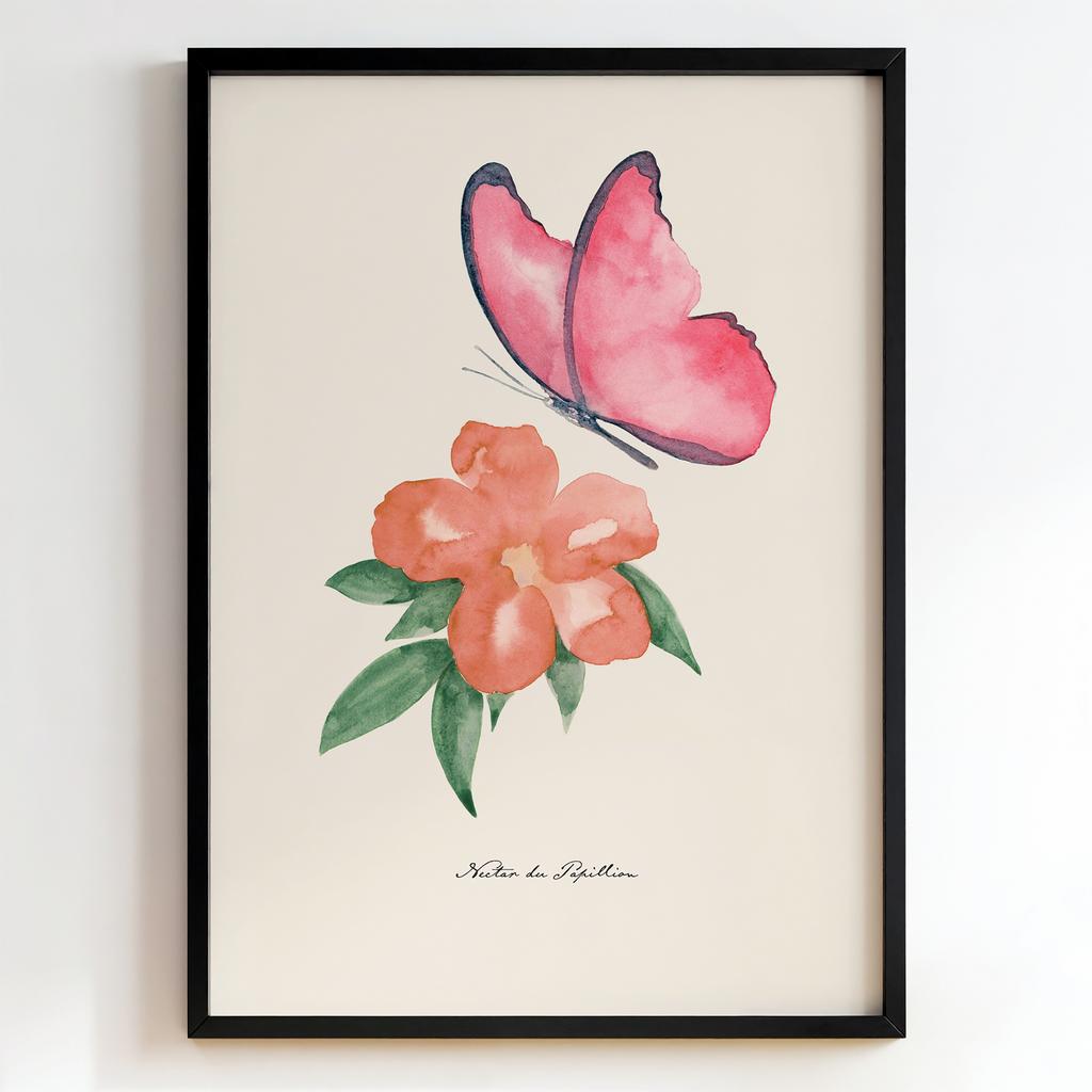 "Nectar du Papillon" акварельний метелик над квіткою PS7890