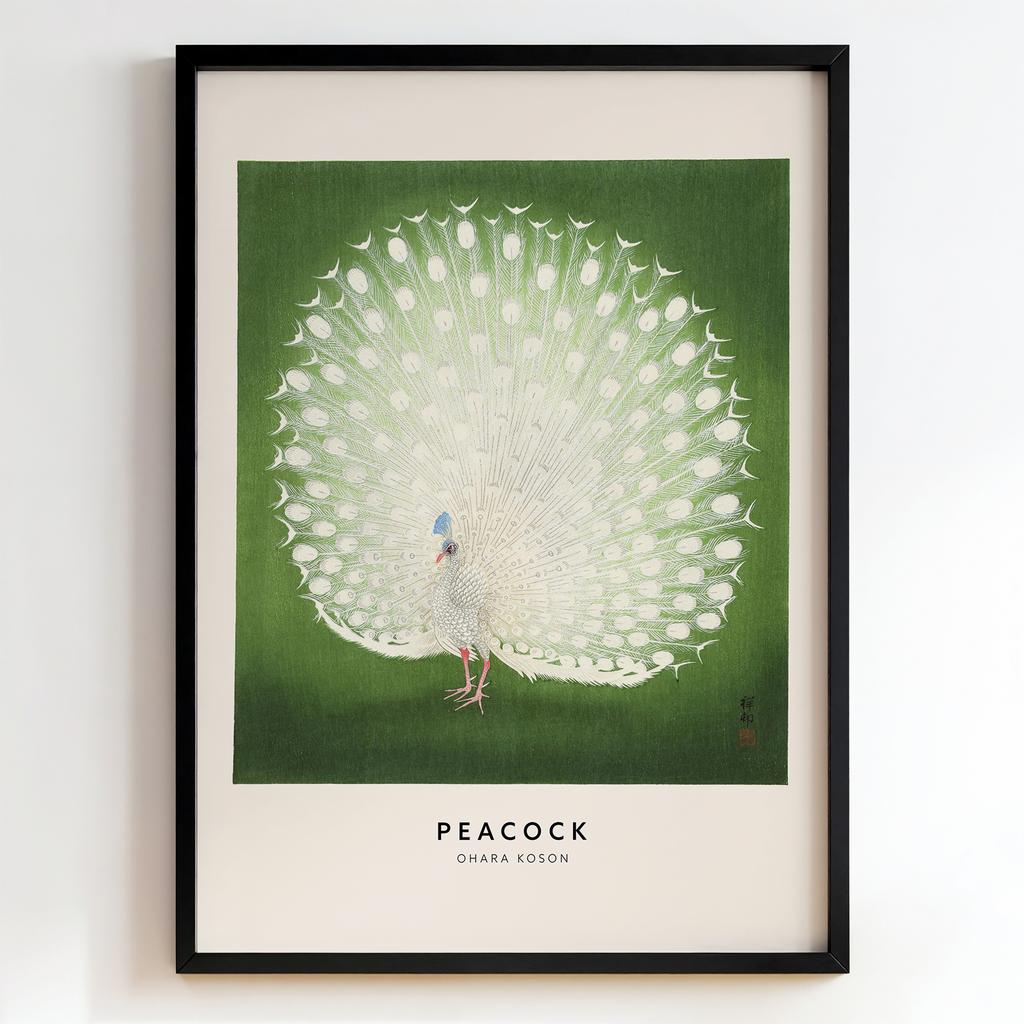 "White Peacock" білий павич на зеленому PS8463