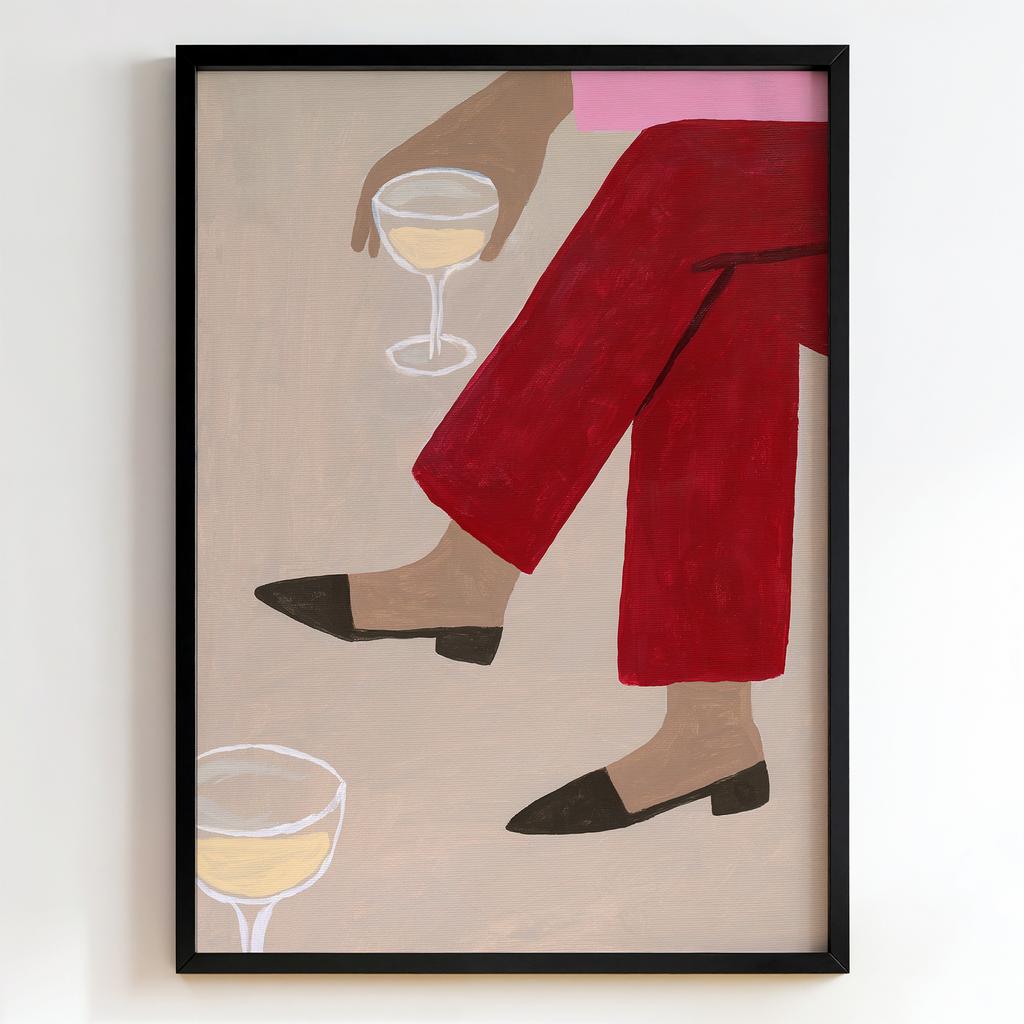 "Evening Aperitif" червоні брюки і келих PS8477