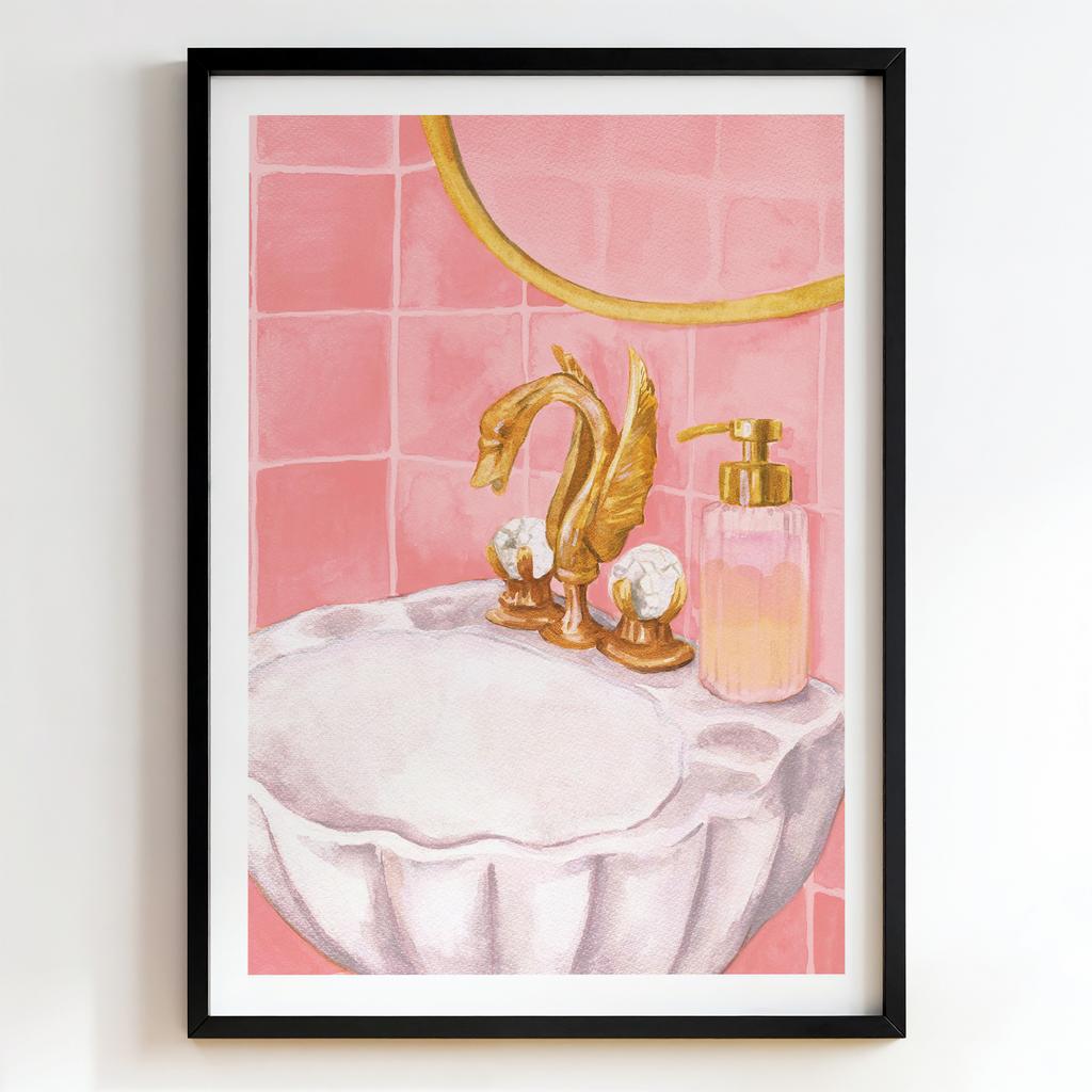 "Pink Swan Vanity" рожевий інтер'єр ванної PS8499