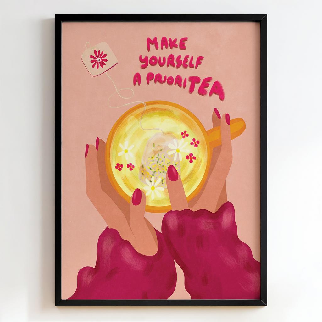"Make Yourself A Priority Tea" мотиваційна чайна ілюстрація PS8472