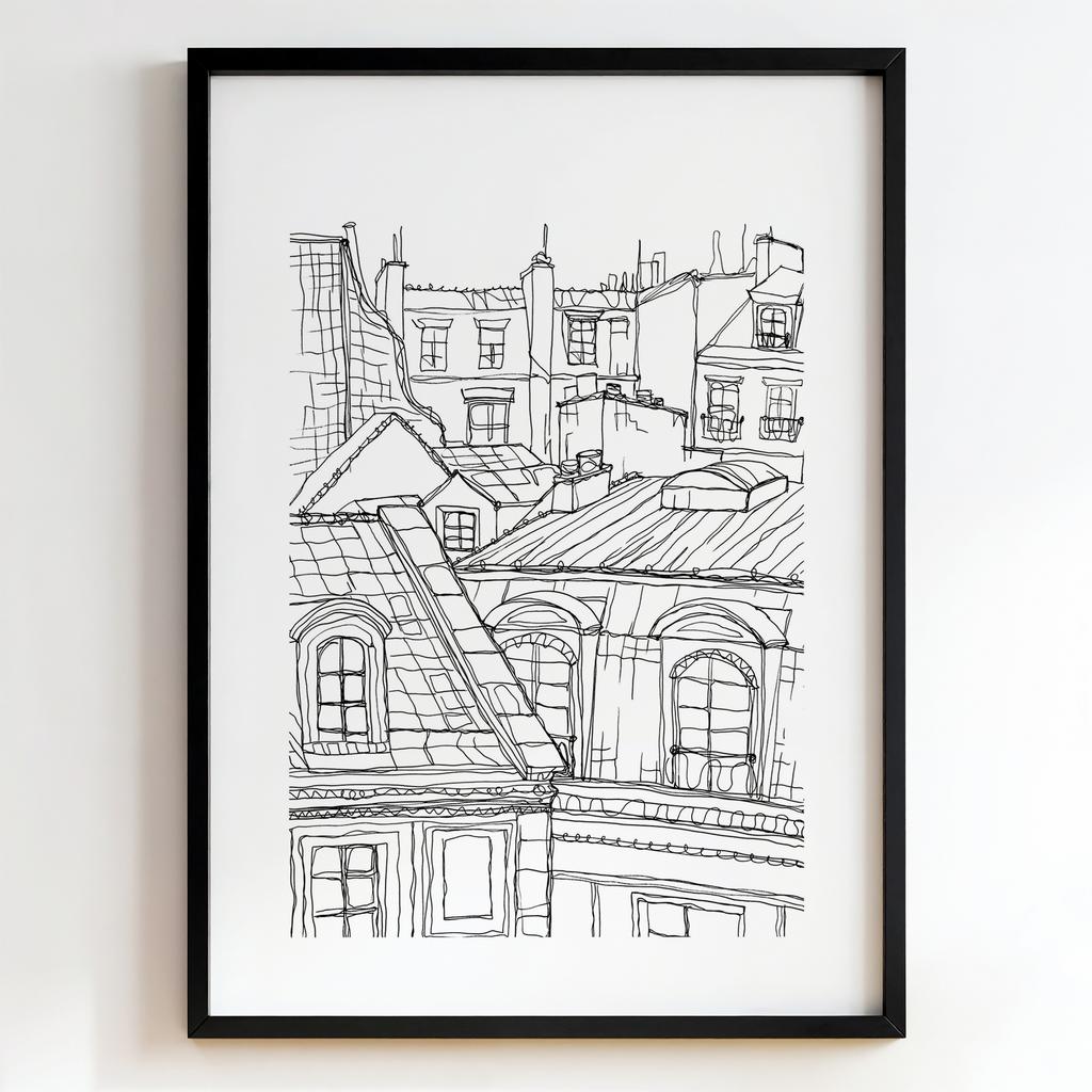 "Paris Rooftops Sketch" лінійний ескіз дахів Парижа PS8483