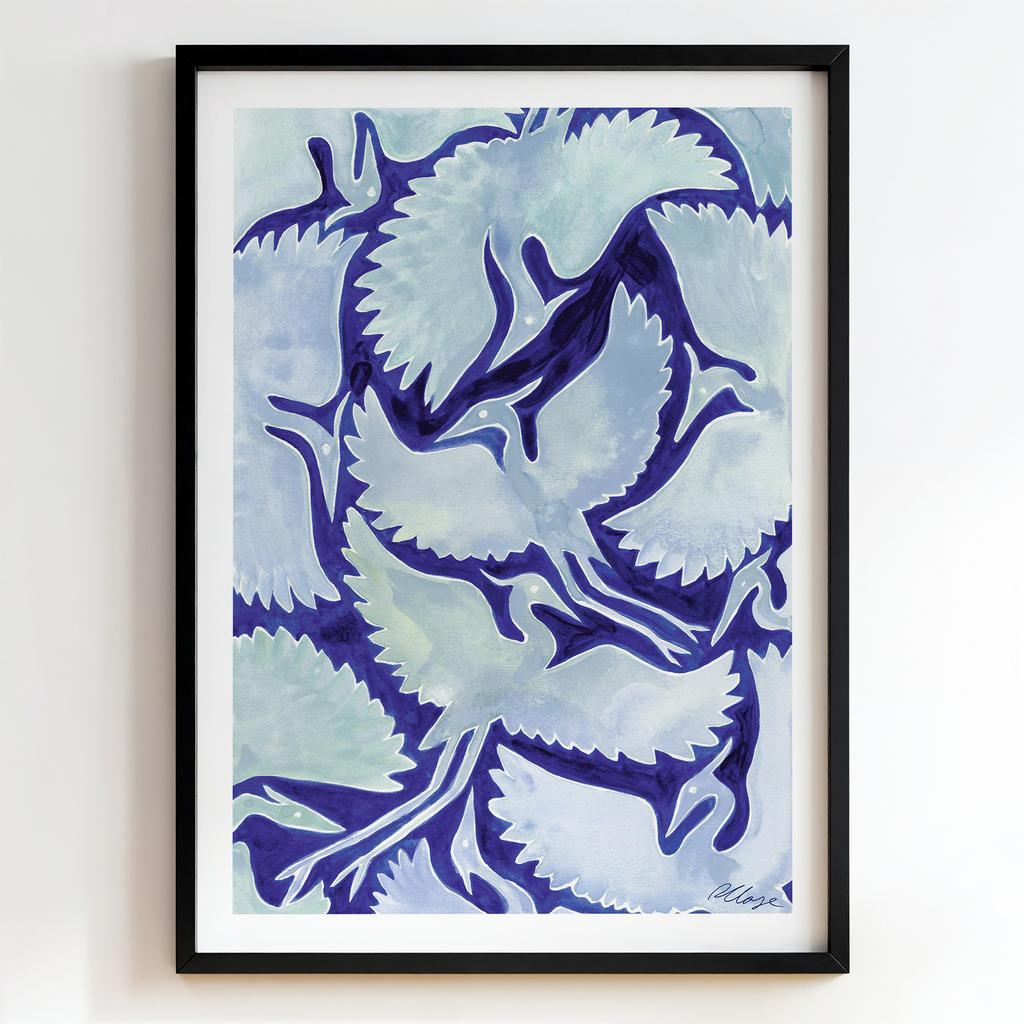 "Blue Herons Pattern" сині чаплі абстракція PS8484