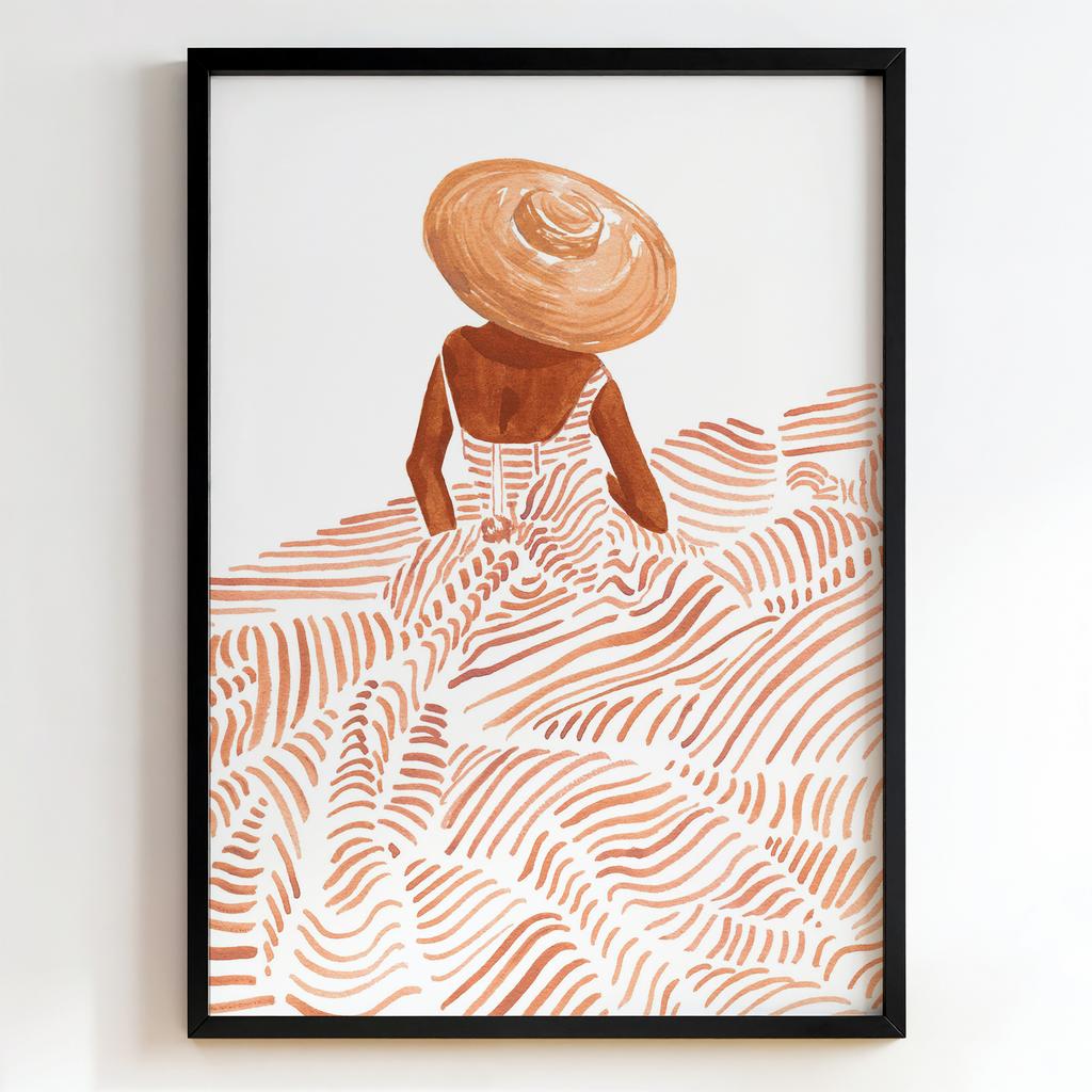 "Sunlit Straw Hat" літній силует жінки PS6778