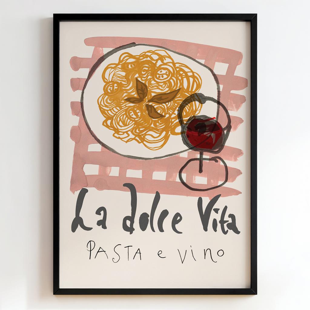 "La Dolce Vita Pasta e Vino" постер паста та вино PS6866