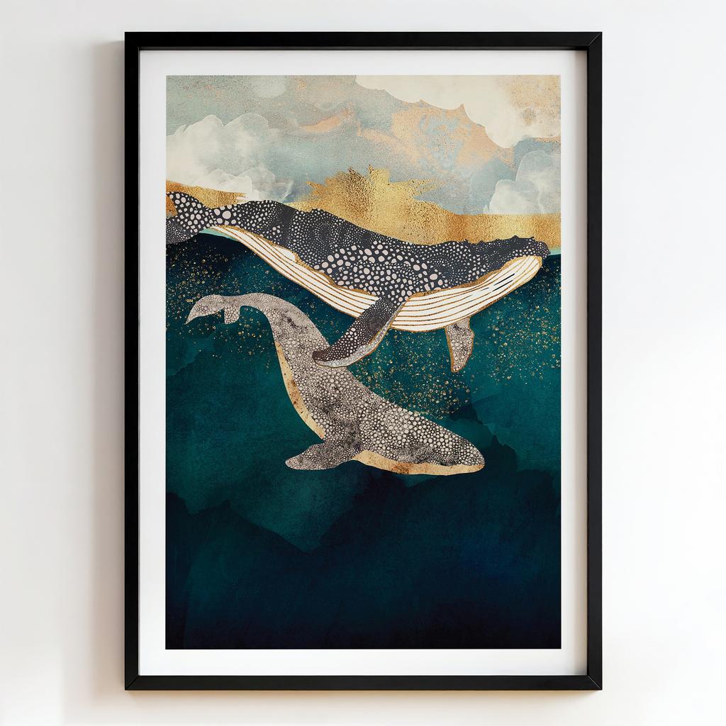 "Golden Whales Beneath the Sky" кити над океаном PS8447