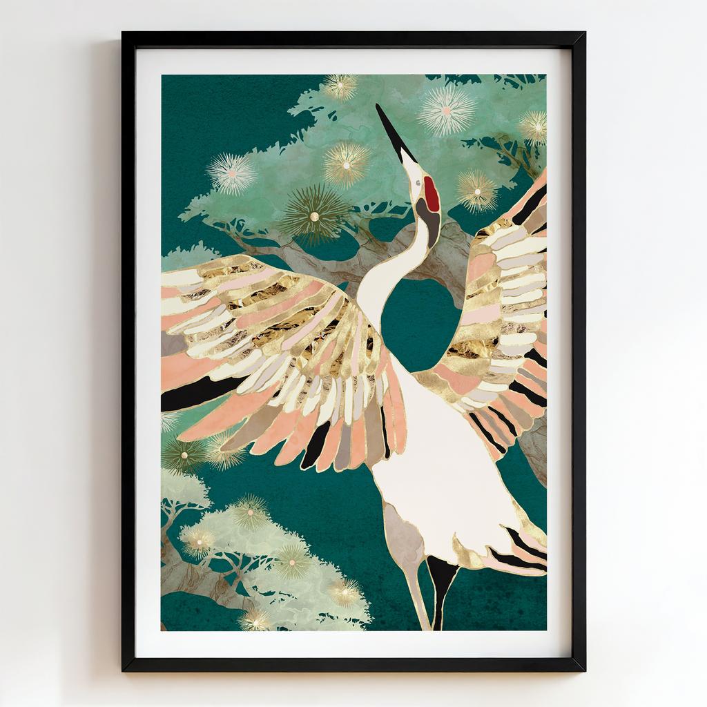 "Celestial Crane Blossom" журавель серед сосен PS8624