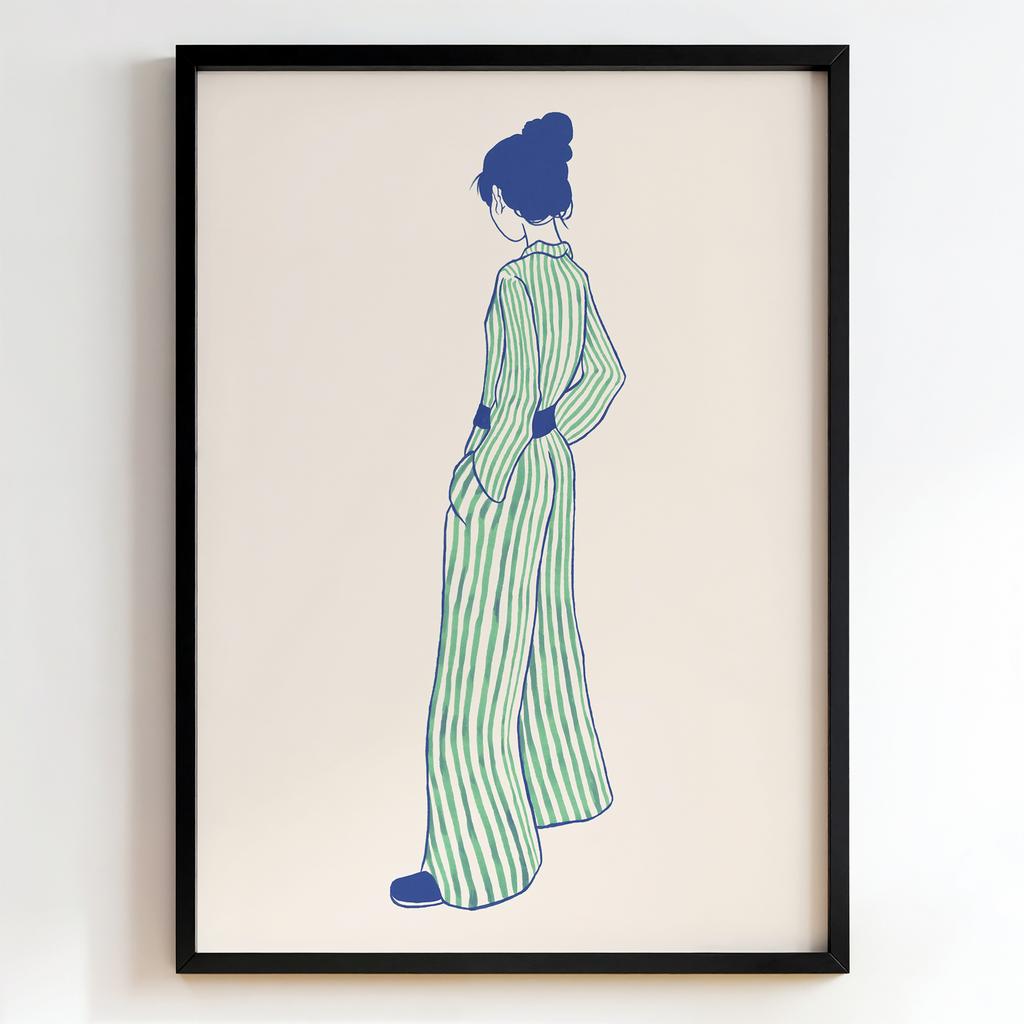 "Striped Jumpsuit Silhouette" мінімалістична модна ілюстрація PS1525