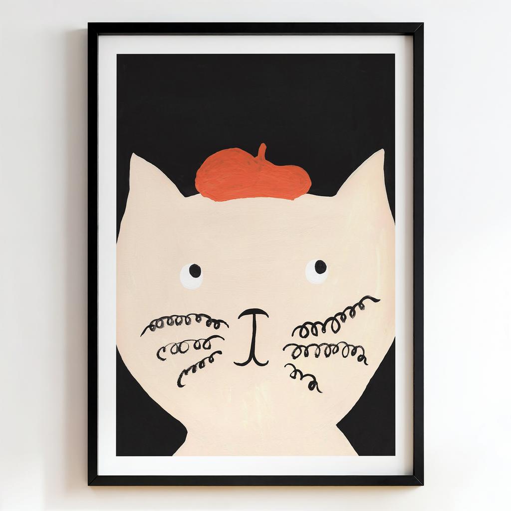 "Little Cat in a Beret" кумедний портрет кота PS7063