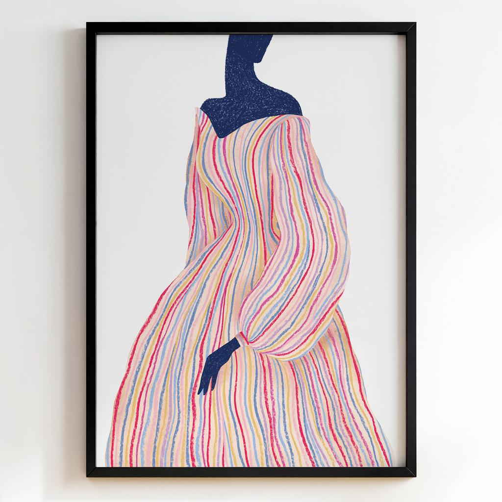 "Striped Silhouette" жіночий силует у смугастій сукні PS7066