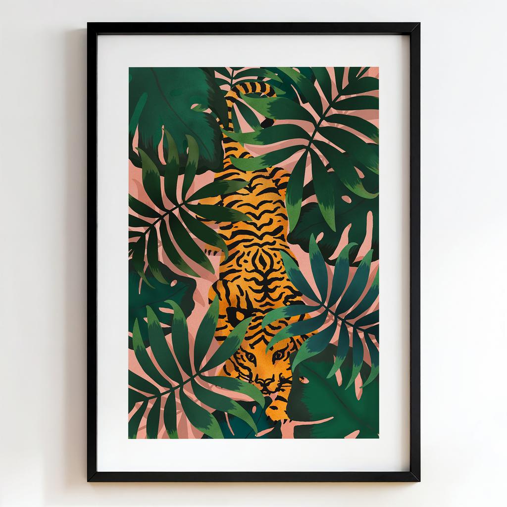 "Hidden Jungle Tiger" тигр у тропічному листі PS7077