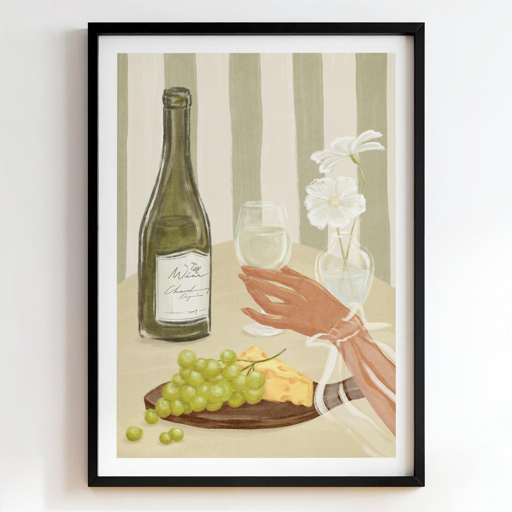 "Wine & Cheese Afternoon" винний натюрморт із сиром PS7078