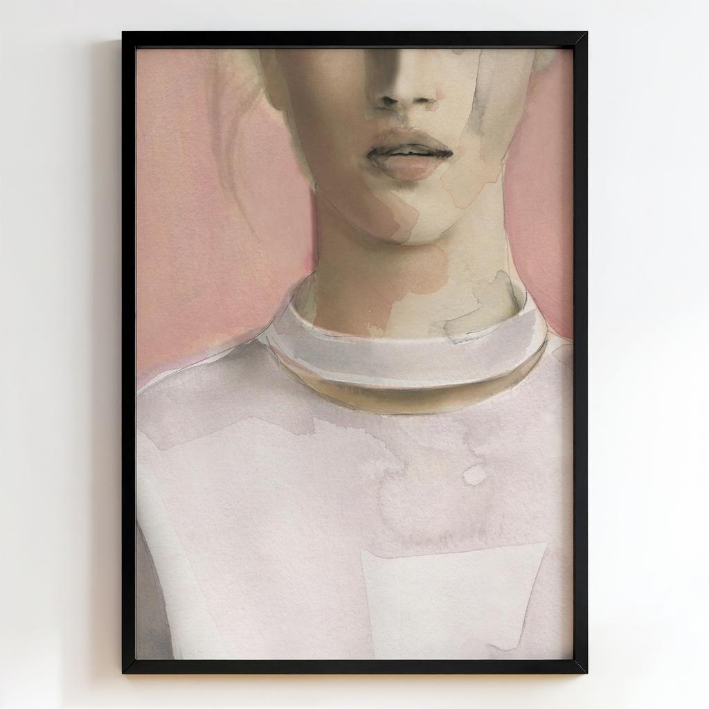 "Silent Blush Portrait" акварельний жіночий портрет PS7483