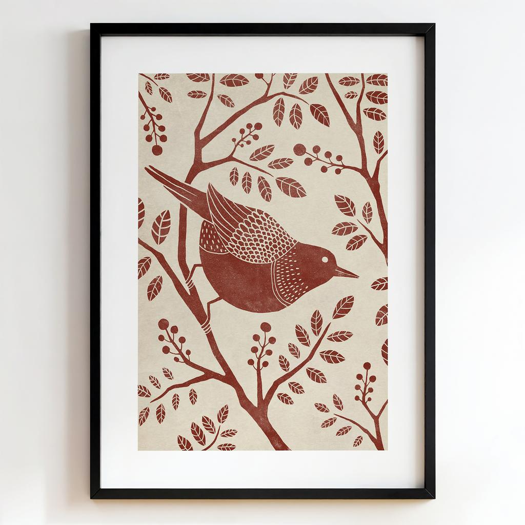 "Woodland Songbird" стилізований лісовий птах PS7484