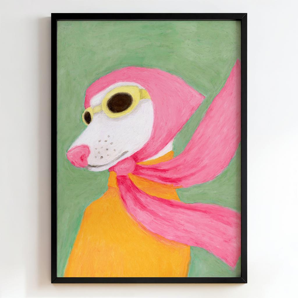 "Pink Scarf Dreamer" собака в рожевому шарфі PS7487