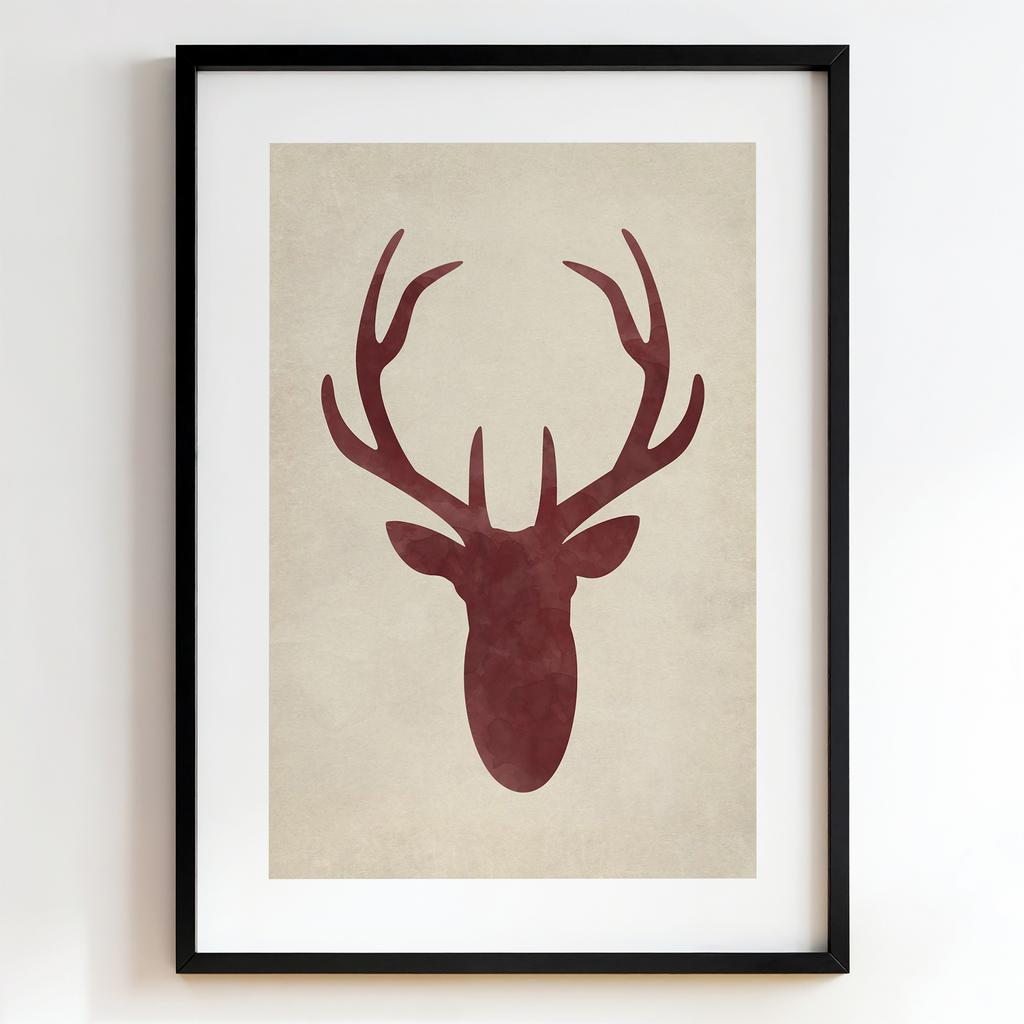 "Rustic Stag Silhouette" силует оленя з рогами PS7495
