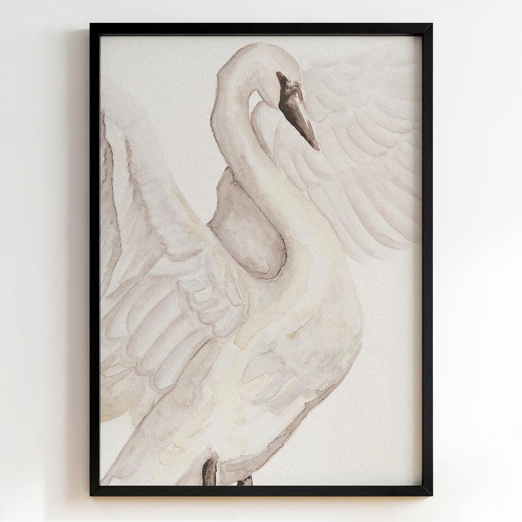 "Graceful White Swan" акварельний білий лебідь PS7498