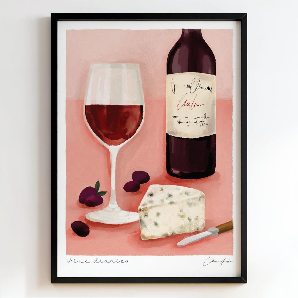 "Wine Diaries" натюрморт із вином і сиром PS7504