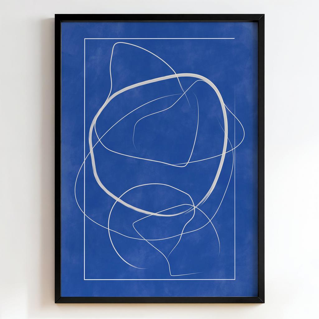 "Blue Continuous Line Composition" синя абстрактна графіка PS7556