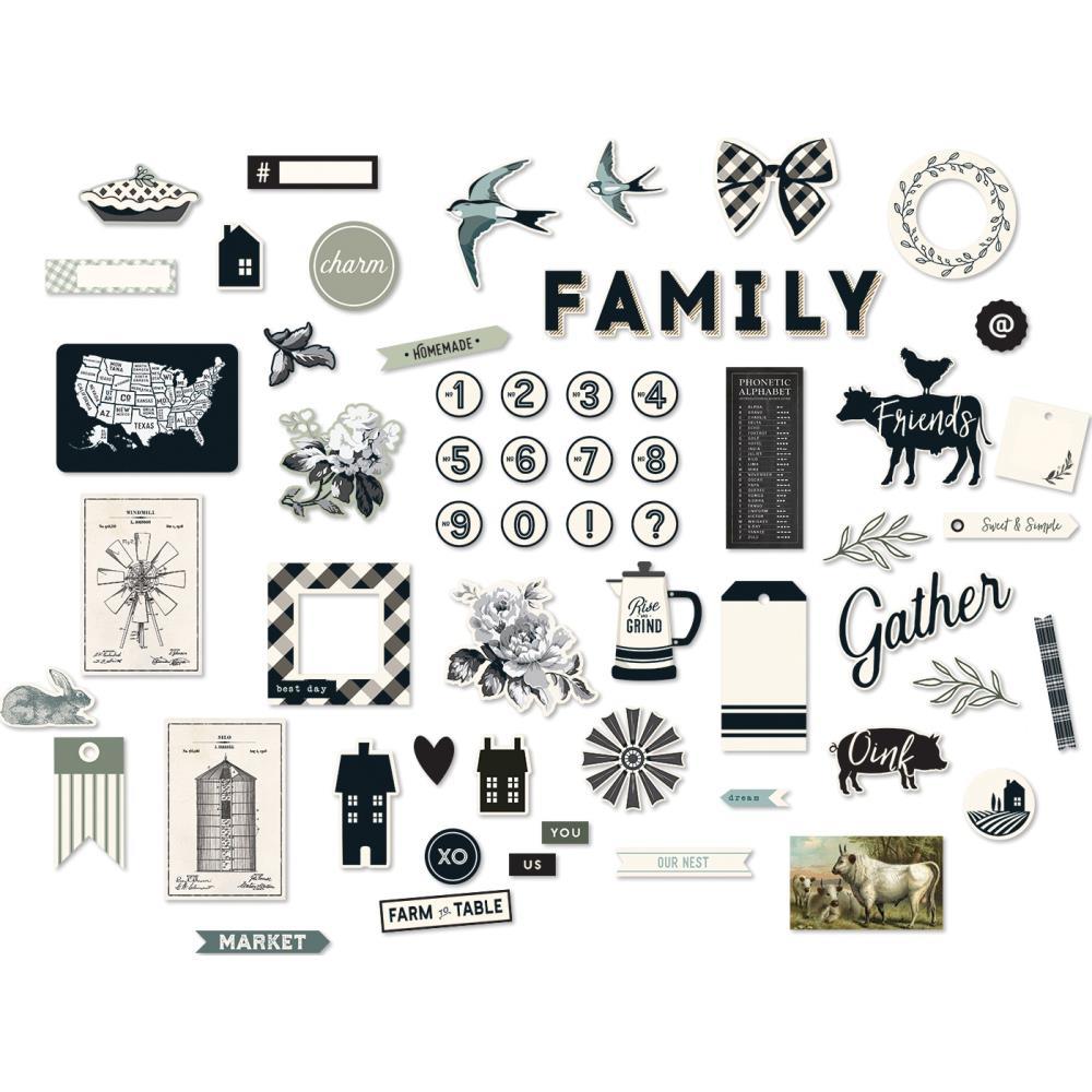 Набор высечек Gingham Farm Mixed Bag Cardstock Die-Cuts 62/Pkg