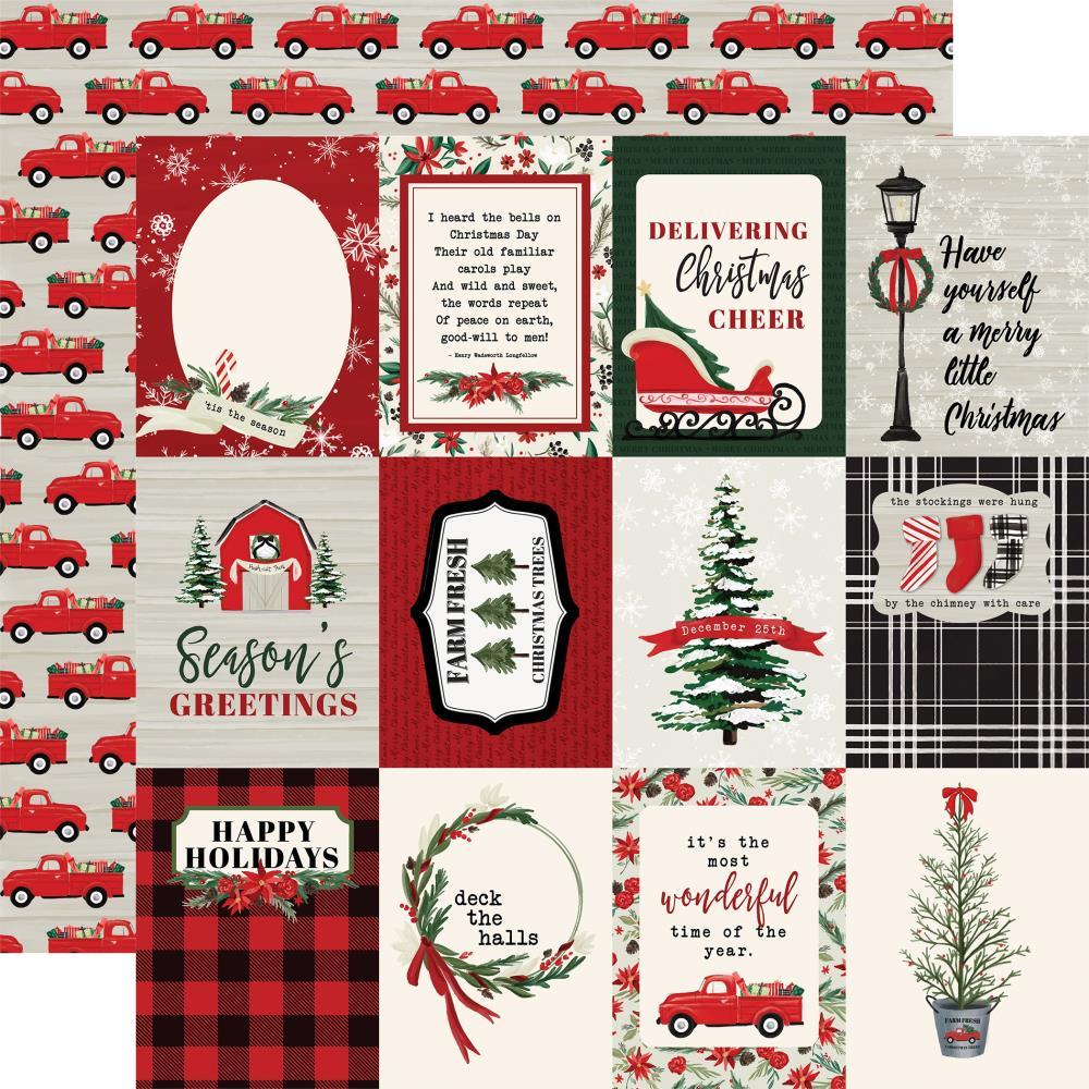 Двусторонняя бумага 12"X12" Christmas Market Carta Bella - 3"X4" Journaling Cards