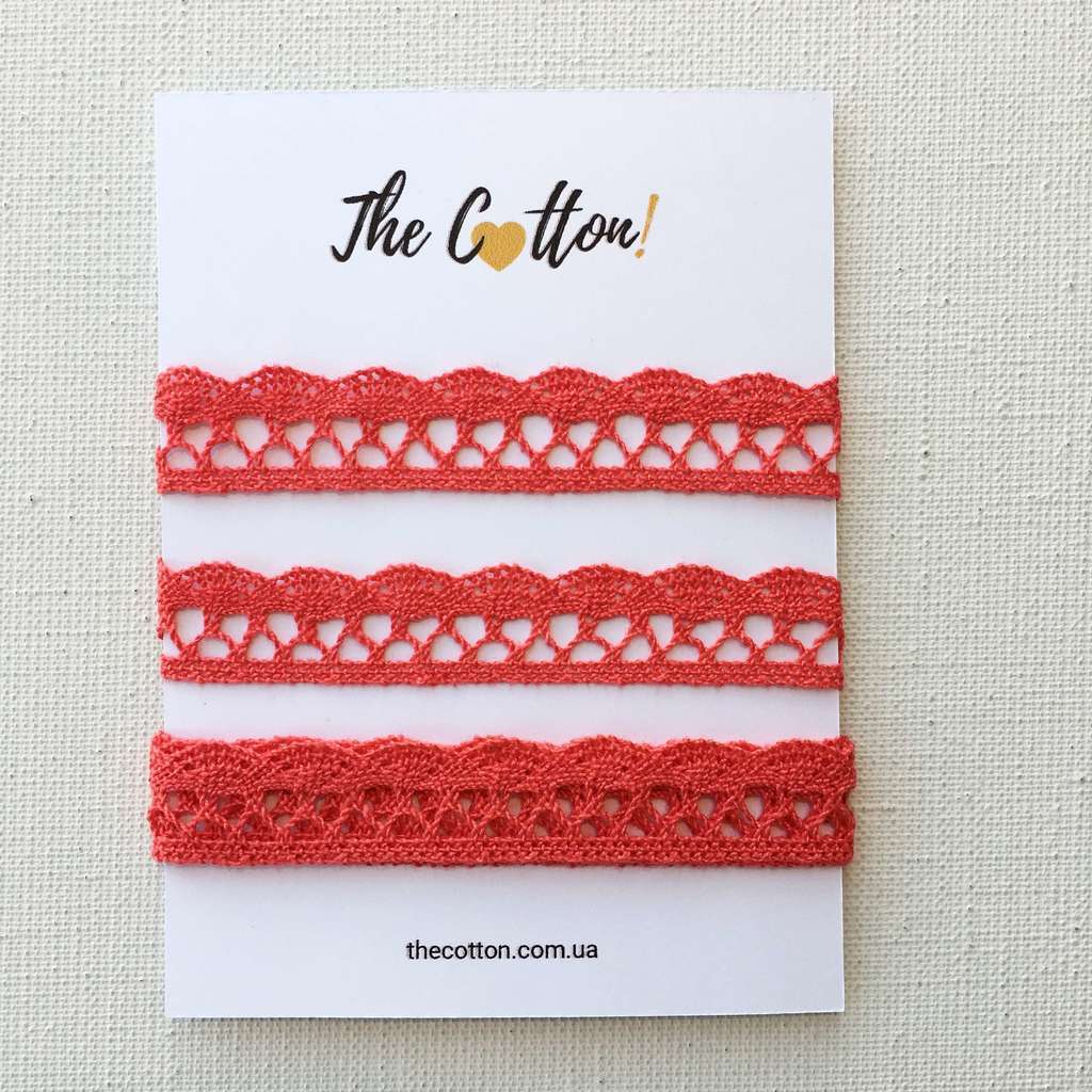 Кружево хлопковое, для шитья и рукоделия, 18 мм - Цвет коралловый
