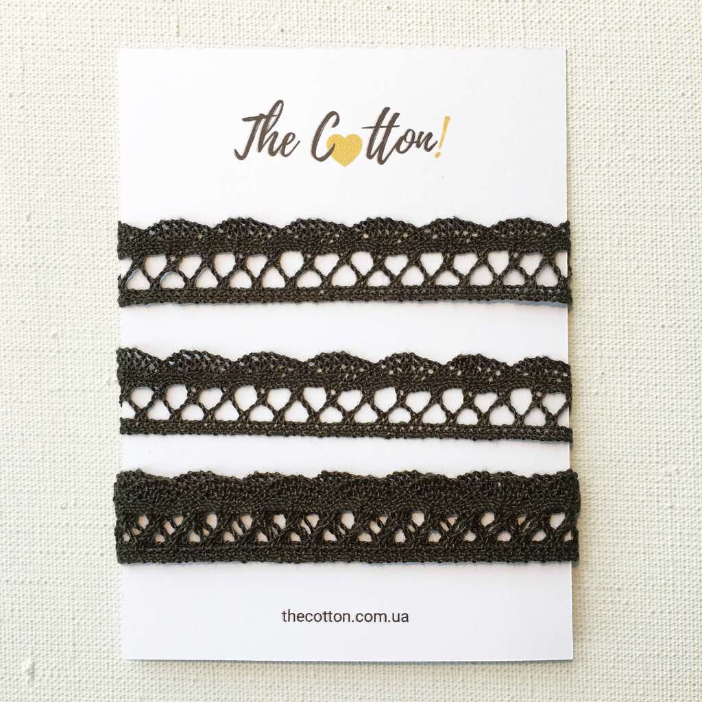 Кружево хлопковое чешское, для шитья и рукоделия, 18 мм - Цвет Темно-оливковый