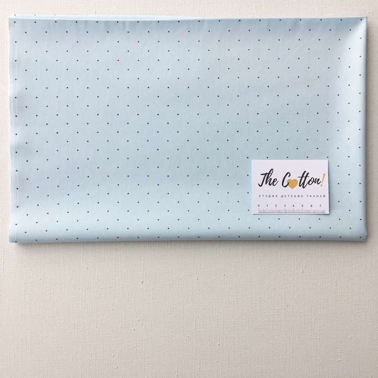 14.101.2. Бавовна Сатін - Крапки коричневі на світло-блакитному