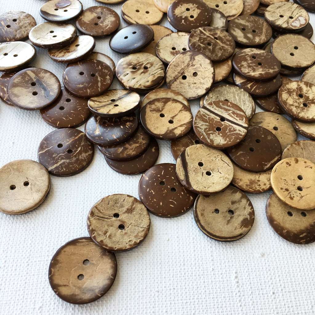85.2.25. Ґудзики кокосові, 25 мм - Коричневий - (10/100 шт.)