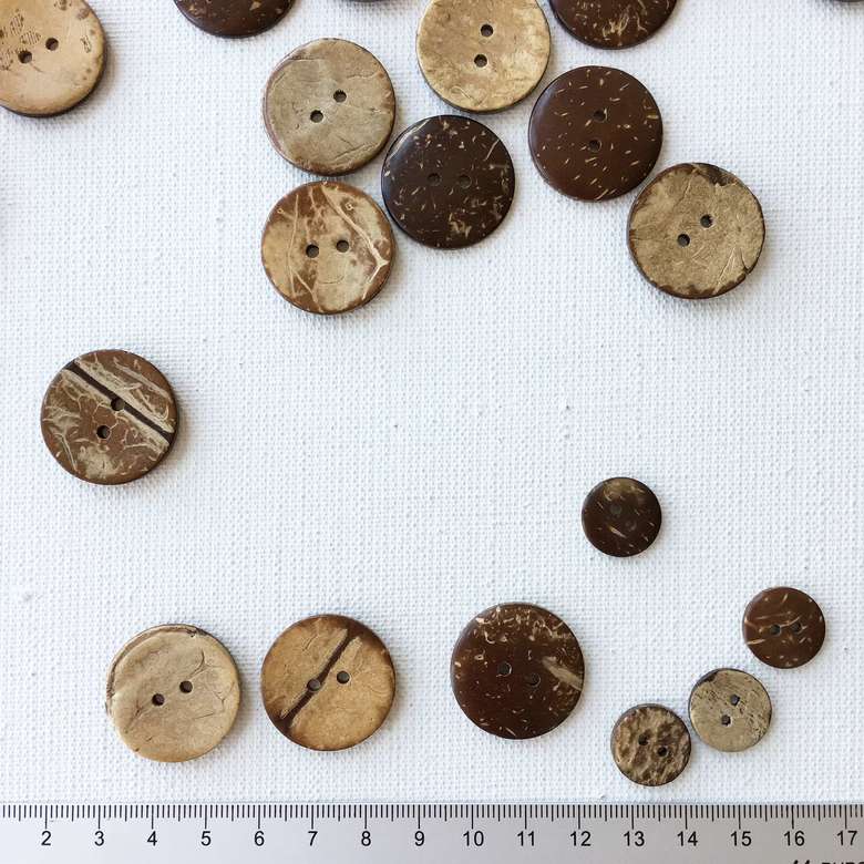 85.2.25. Ґудзики кокосові, 25 мм - Коричневий - (10/100 шт.)