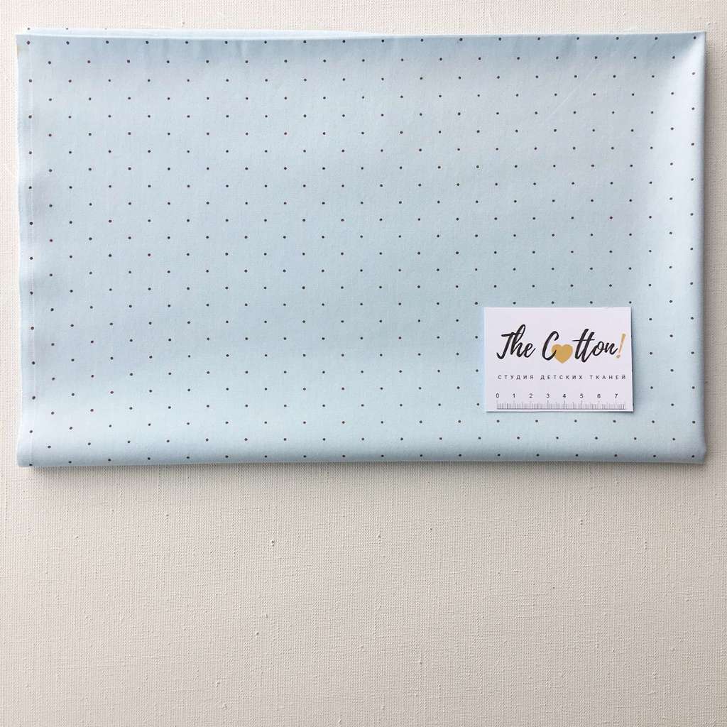 14.101.2. Відрізи бавовни - Сатин - Точки коричневі на світло-блакитному