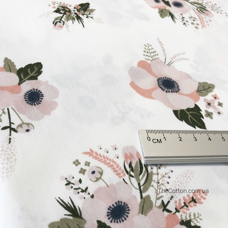 14.206. Відрізи бавовни – Сатин – Анемони рожево-персикові