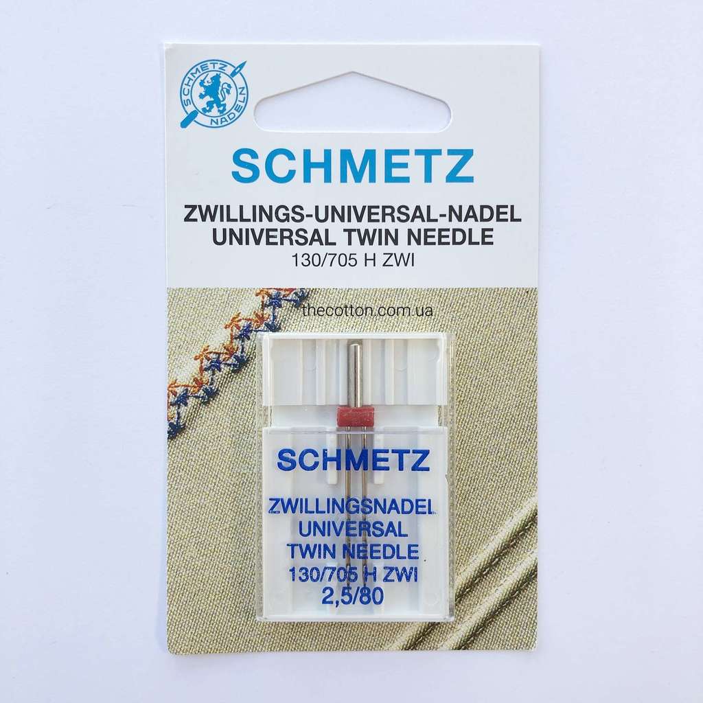 Иглы Schmetz, Германия, для бытовых швейных машин - Двойная игла универсальная, Twin universal, Номер: 1х2,5/80