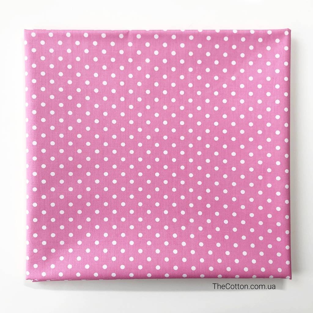 Відрізи бавовни - Сатин - Горошок, 4 мм, на малиновому