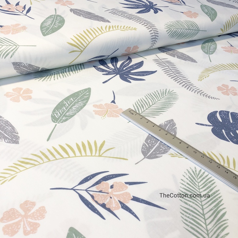 14.237. Сатин - Тропічні велике листя на молоці (Залишок 1,57 м)