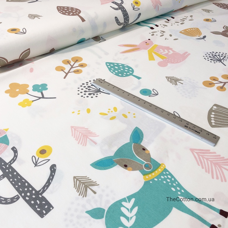 14.329. Сатин - М'ятні олені та рожеві зайці на молоці