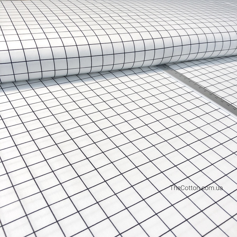 14.132.1. Бавовна Сатин - Клітка чорна на білому