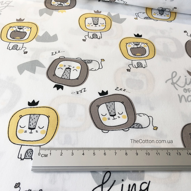 14.336.1. Відрізи бавовни - Сатин - Малюк Король-лев на білому