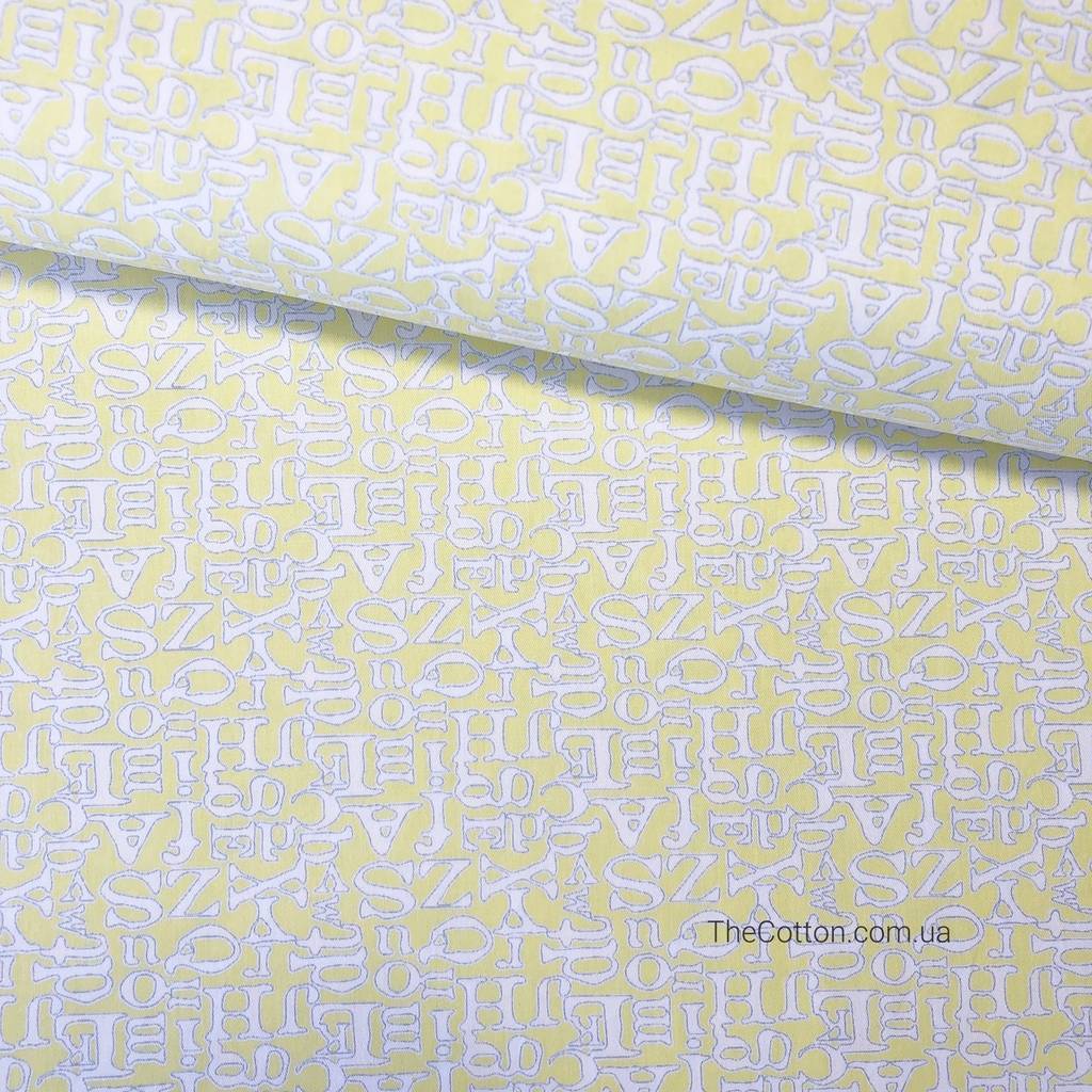 14.342.2. Бавовна Сатин - Disney story - Алфавіт білий на жовтому