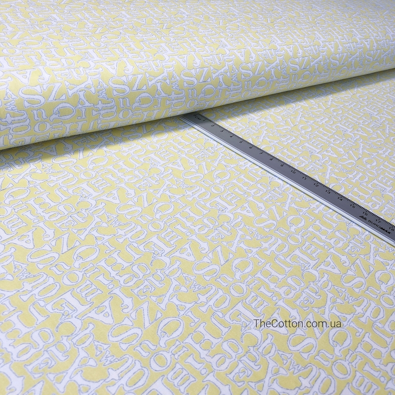 14.342.2. Бавовна Сатин - Disney story - Алфавіт білий на жовтому
