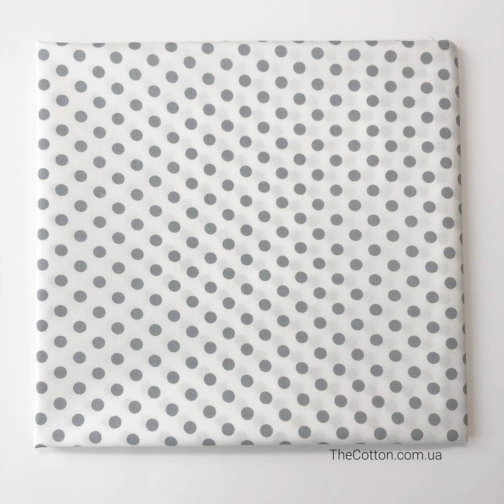 Хлопок для шитья и рукоделия - Горох средний серый на белом