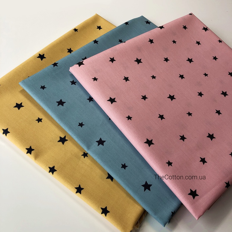 14.158.1. Відрізи бавовни - Зірочки чорні на рожевому