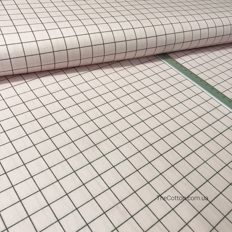 14.132.2. Бавовна Сатин - Клітка графітова на рожевому
