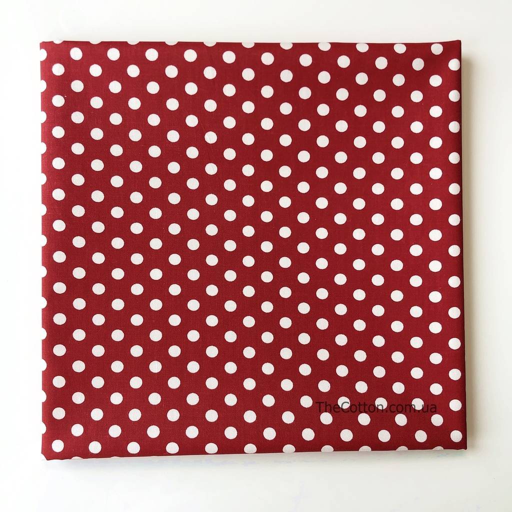 Хлопок для шитья и рукоделия - Горох на темно-красном