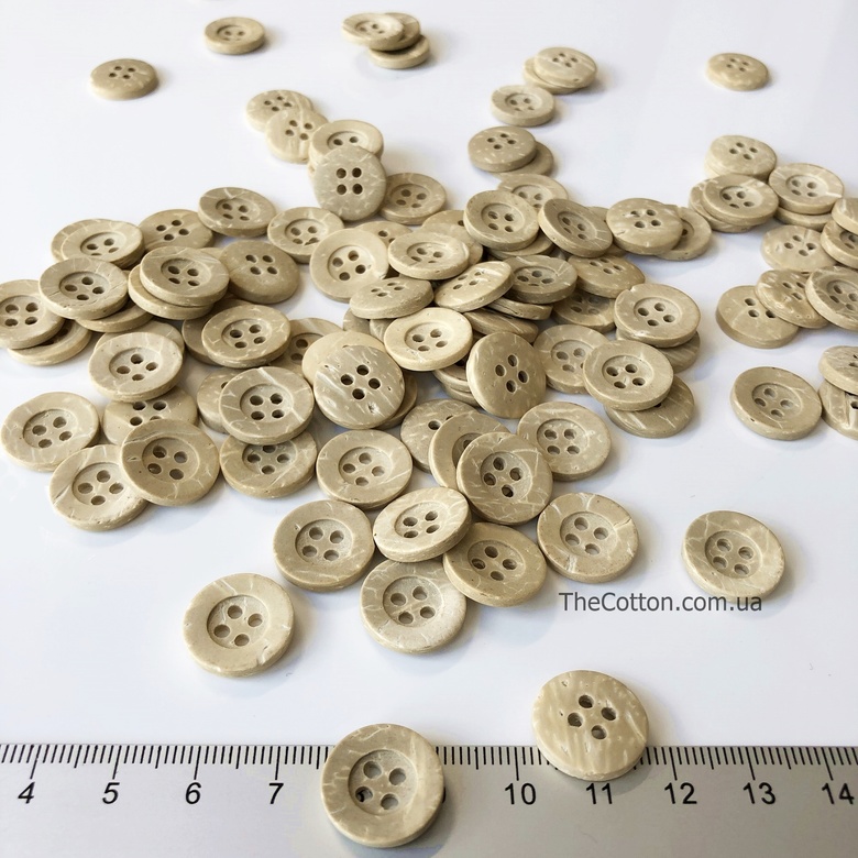 85.2.50. Кокосові гудзики, Латте, 15 мм - (10/100 шт.)