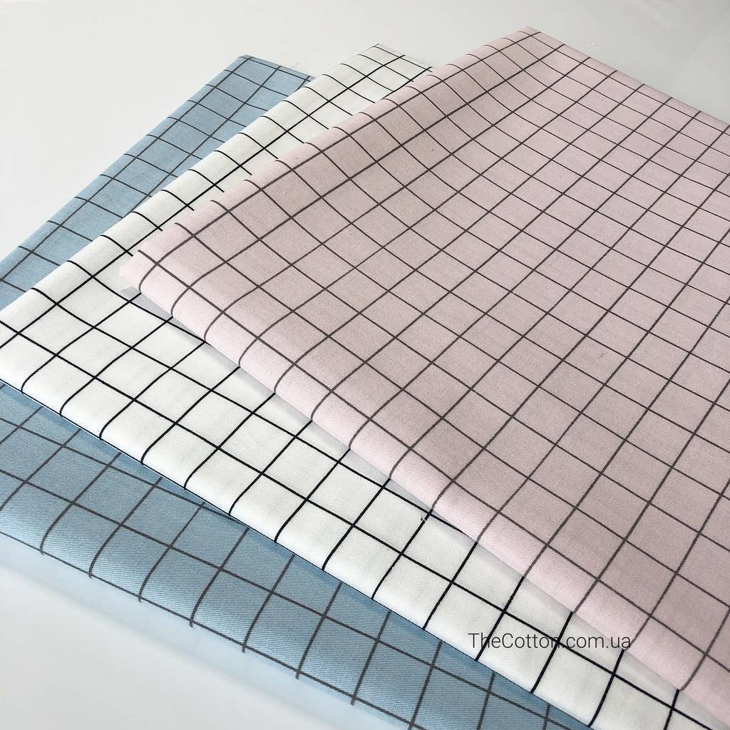 14.132.3. Лоскути - Сатин - Клітка графітова на блакитному