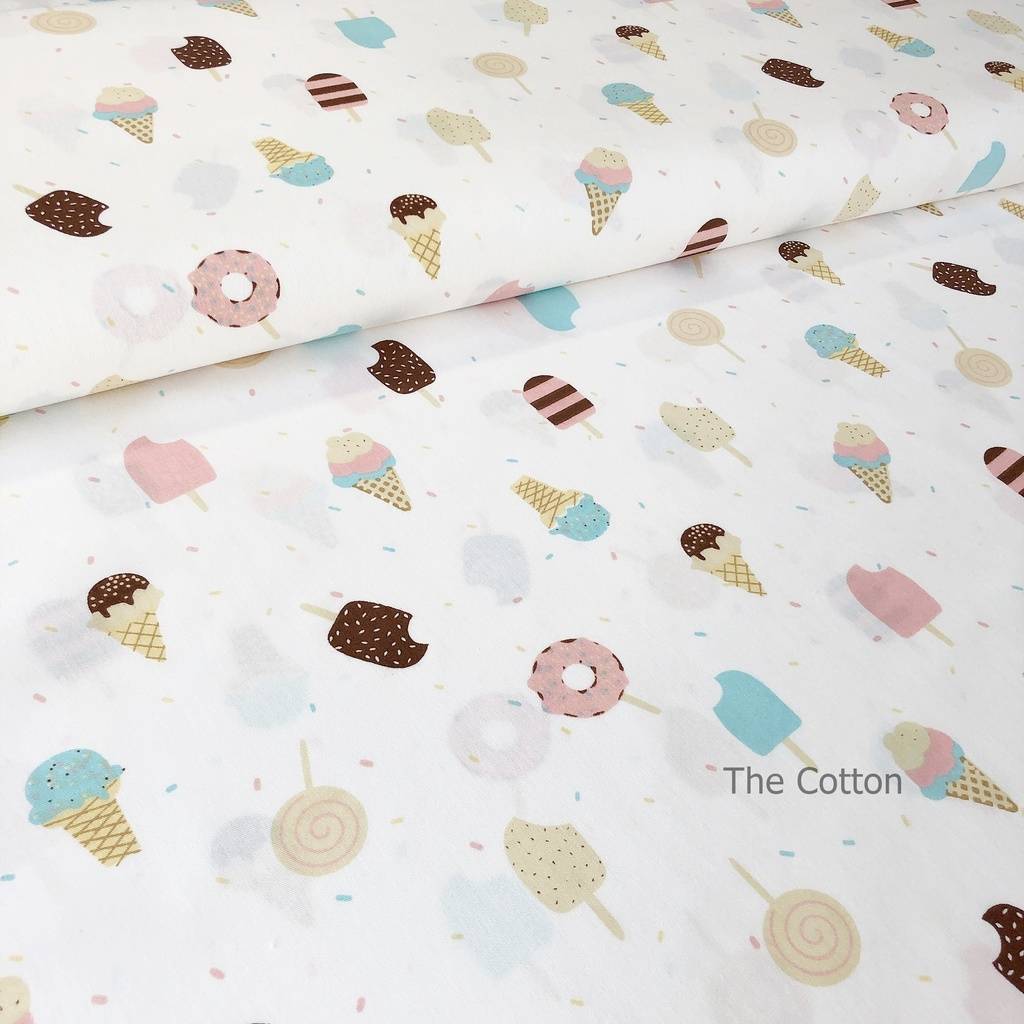 Хлопковая ткань, сатин, Мороженное и сладости - купить в магазине детских тканей The Cotton